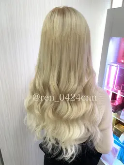 【🌺ハイトーン🌺】💓うる艶ブリーチ＋カラー+最高級人毛シールエクステ60本+内部補修トリートメント