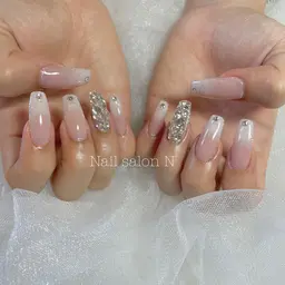 👑長さだし10本＋アート(オフ無)ジェルコート付