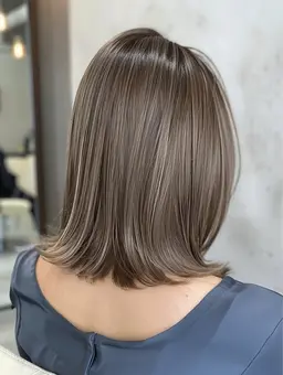 似合わせ小顔カット＋脱白髪染めハイライト(ダメージ軽減ブリーチ使用)＋オンカラー