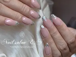 【ジェルオフ無料】キラキラ*ガラスフレンチ☆7400円【HAND】