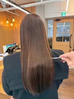 👑明るめカラーが可能👑カット＋ブリーチなしWカラー＋酸性ストレート＋トリートメント【ブリーチしたくない方におすすめ】
