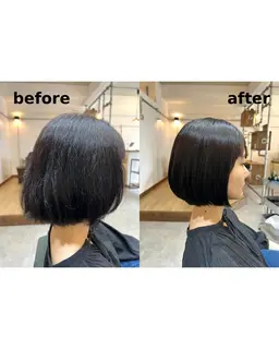 《モデル価格》《4時間半〜》髪質改善縮毛矯正+ボブカット(長さ規定あり)¥26800→¥14600