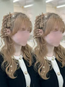 【ヘアセット】量産系や結婚式お呼ばれ系も◎編みおろし、サイドポニー、ハーフアップハーフツインなどヘアメヘアアレンジ韓国