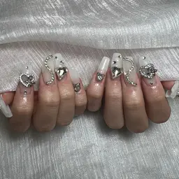 【HANDオフ無し】チップ長さだし10本+90分パーツつけ放題【ワンカラーorラメグラデーション】