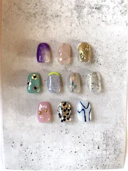 ‪◇◆シンプルアート◆‪◇ワンカラー8本(グラデーション変更は追加500円)＋選べるアート2本【オフなし】