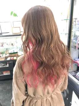 激カワ💜インナーカラー💛イヤリングカラー❤️(部分ブリーチ込み)