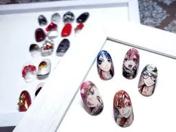 【痛ネイル】イラスト3Dアート3本＋オフ＋長さだし※1週間前予約