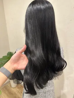 💙黒染め不使用　暗艶髪カラー💙➕トリートメント✨就活生オススメ✨【ロング料金無し】