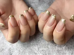 【ハンド自爪】SNS★大人気のガラスフレンチ☆ベースカラー500色からお選び頂けます！※パーツ別途料金になります♪