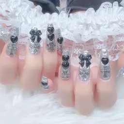 【チップ】パーツ230種類⟡.·長さだしワンカラー+フリーパーツつけ放題‎𖤐 ̖́-‬オフケア込