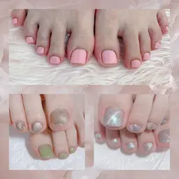 シンプルフットnailコース🍦【ジェルオフありの方！オフ無料】マグネットネイルなど🎶