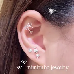 耳ツボジュエリー🩵16粒🫧✨大小様々なパーツで可愛くなれちゃいます✨🎀リボンパーツ🎗️