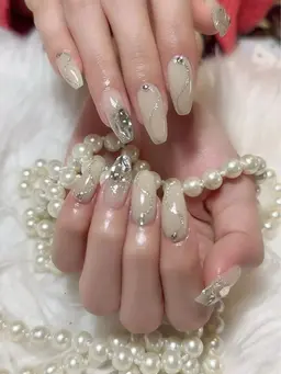 ジェルオフ無料🎀シンプル持ち込みデザイン💝パーツつけ放題