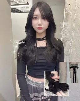 黒髪スーパーロングエクステ60本(52cm)➕馴染ませカット