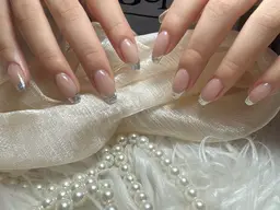 【当店大人気／ストーン2粒付き】ガラスフレンチ6980円