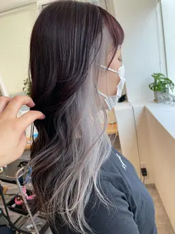 イヤリングカラー💜ブリーチ＋ワンカラー🦄🌈