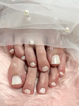 FOOT🎀オーロラ、ミラーpowder nail🫧