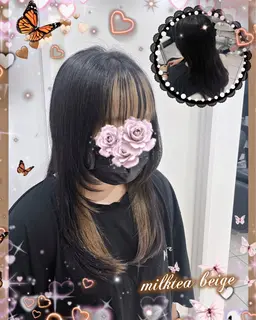 ⏰全体カラー+インナー1回ブリーチ+インナー、裾カラー系🍬