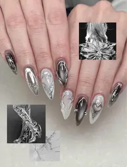 Y2k x クール系・立体クロムアートネイル