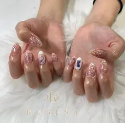 痛ネイル2本+ラメワンカラー