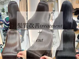 【人気No.1メニュー✨】髪質改善トリートメント⚪️＋髪質改善inケアカラー🐳+カット✂︎