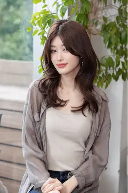 🔴🔵🟢 韓国風レイヤー【時短スタイリング】似合わせカット+極つやカラー+うるふわデジタルパーマ