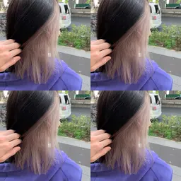 ケアブリーチ＋カラー＋Aujua2stepトリートメント＋超音波アイロン【インナーカラー】【イヤリング】