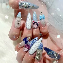 【‼️期間限定‼️】ロングチップ長さ出し10本＋推しパーツや3Dなどのパーツゴテゴテデザイン💅【オフあり🉑】