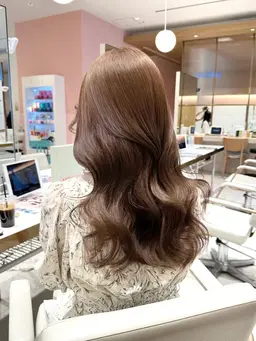 【透明感カラー☕️】アディクシーカラー➕ハホニコトリートメント➕コテ巻き♡