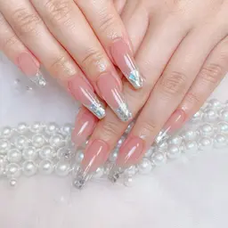 💥💥<チップ長さ出し>🤩🤩ガラスフレンチ、