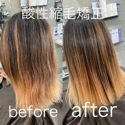 ブリーチ毛に出来る縮毛矯正＋N.ケラリファインTr＋カット￥22000