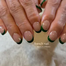 【ジェル】オフ込み🦖handフレンチネイル