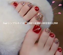🍓【💃限定練習モデル様募集🍓🍓ソフトジェルオフ無料 】Foot ネイル👠ワンカラーorマグネット¥3,980