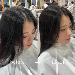 【韓国風バング】前髪の根本の立ち上げと毛流れパーマ（前髪バングパーマ）