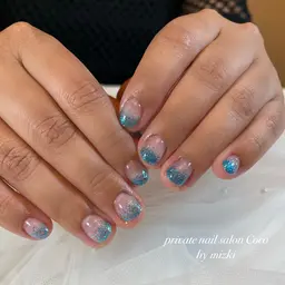 オフ込み、ハンドネイル、ラメグラデーション