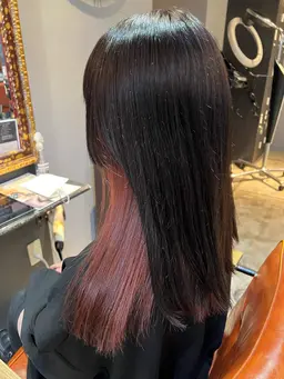 💜🍒インナーカラーorイヤリングカラー🍒💜ケアインナーブリーチ➕全体カラー【ロング料金込み】