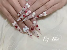 🉐チップ長さ出し10本⭐️デザイン6本まで&パーツつけ放題🎀初回オフ無料