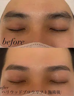 眉wax+ハリウッドブロウリフト(眉のクセ改善)毛流れを均一にし、自然でナチュラルな眉にする施術