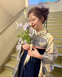 【卒業式】袴着付け+ヘアセット電話予約も可能)