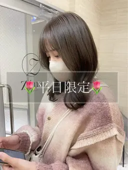 【平日限定】【カットなし】ケアカラー+TOKIO超音波トリートメント【韓国風/艶ストレート】