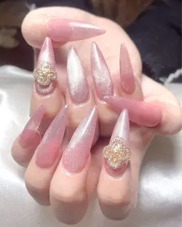 オフ無💜10本チップ長さ出しマグネット💅パーツ2個付きプレゼント🎁