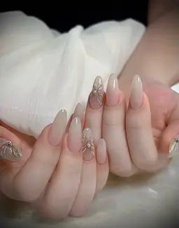自爪💅、ワンカラ+アート2本
