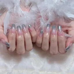 Jt.チップ+ジェル長さ出し【ラメグラデーション+スートン10粒】