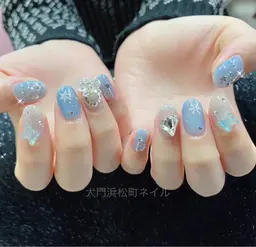 サンプルネイル☘️10本デザイン🤩キラキラワンホンネイル💓ちゅるんネイル可愛い3Dパーツ付き❣️マグネットネイル