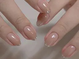 自爪オフ込み♡【ちょい足しフレンチ】エレガント系ワンカラー先端ライン
