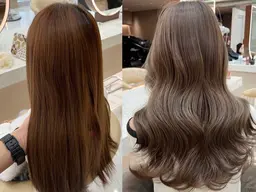 ✨ブリーチ無しで透明感カラーにしたい方へ✨赤み・オレンジみを抑えて、柔らかく透けるようなカラーに仕上げます💎