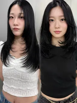 ザクザクレイヤーカット✂️＋🖤💙ブルーブラック🖤💙＋超音波1step tr✨️❣️