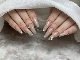 💎ガラスフレンチ　or  ミラーフレンチ💎クリアベース🤍初回オフ無料