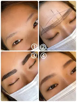 《美眉ティントフルコース》　カウンセリング→お顔の骨格、筋肉に合わせて黄金比眉をスタイリング→Wax脱毛→ティントで着色