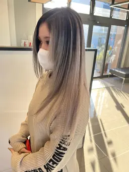 2ブリーチ+バレイヤージュカラー